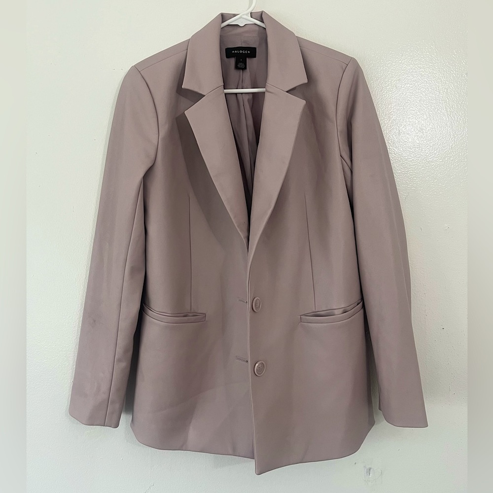 Mauve Halogen Faux Leather Blazer